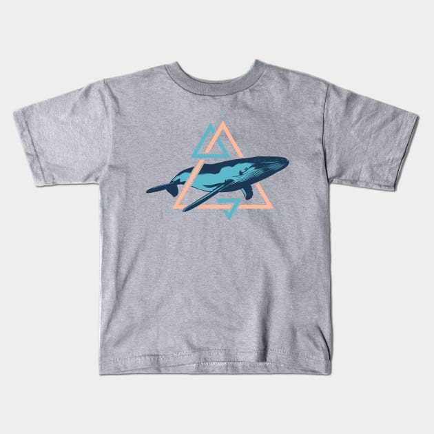 Swimming Humpback Whale, Blue Kids T-Shirt by yulia-rb